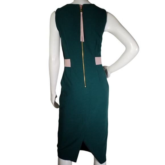 Boden Green Sleeveless Sheath Dress Pink Accent Size 6R - Picture 3 of 7